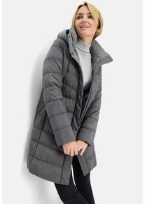 Fuchs & Schmitt Steppmantel FUCHS SCHMITT "Steppkurzmantel", Damen, Gr. 50, grau (anthrazit), Web, Obermaterial: 100% Polyester, clean, unifarben, regular fit lang, Rundhals, eingesetzt gerader Abschluss, M&auml;ntel Steppmantel, mit Kapuze