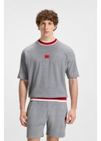 Sweatshirt HUGO UNDERWEAR "JAXON", Herren, Gr. XL, grau (medium grau 036), Sweatware, Obermaterial: 70% Baumwolle, 30% Polyester, meliert, relaxed fit, Rundhals, Sweatshirts Sweatshirt, kontrastfarbene Details, relaxed fit, kurze &Auml;rmel