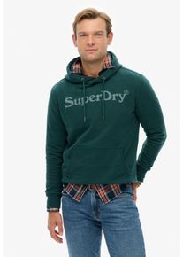Kapuzensweatshirt Superdry "NY VENUE HOOD", Herren, Gr. L, schwarz pine gr&uuml;n, angeraute Sweatware, Obermaterial: 80% Baumwolle, 20% Polyester, bedruckt, relaxed fit, Rundhals, Rippb&uuml;ndchen, Sweatshirts Kapuzensweatshirt