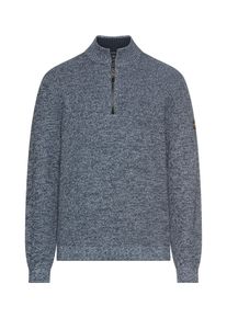 Troyer Camel Active, Herren, Gr. XXL, tinted blau, Strick, Obermaterial: 70% Baumwolle, 30% Polyacryl, meliert, regular fit taillenbedeckt, ohne Ausschnitt, Rippb&uuml;ndchen, Pullover Troyer, mit Logo Stickerei am Arm