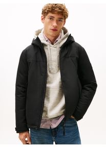 Funktionsjacke Tommy Hilfiger "TECH HOODED SHORT PADDED JACKET", Herren, Gr. S, schwarz, Web, Obermaterial: 100% Polyester, unifarben, regular fit normal, Rundhals, eingesetzt gerader Abschluss, Jacken Funktionsjacke, Winterjacke, Outdoorjacke wasserabweisend