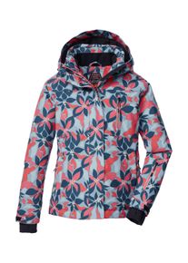 Skijacke Killtec "KSW 211 GRLS SKI JCKT", M&auml;dchen, Gr. 140, blau (graublau), Obermaterial: 100% Polyester;Futter: 100% Polyester;F&uuml;llung: 100% Polyester, Jacken Skijacke, Wind- und wasserdichte Skijacke mit floralem Print und Stauraum