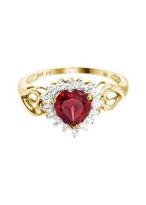 Fingerring Firetti "Schmuck Geschenk Gold 333 Damenring Goldring Edelstein Farbstein" Gr. 16, rot (gelbgoldfarben, rot, kristallwei&szlig;), Fingerringe, Damen, 16, Gelbgold 333, 2mm, Fingerring, mit Granat, Zirkonia (synth.)