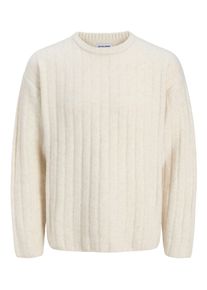 Jack & Jones Strickpullover JACK & JONES "JJEBRADLEY CARTER KNIT CREW NECK LN", Herren, Gr. XS, gelb (moonbeam), Strick, Obermaterial: 51% Polyester, 41% Polyacryl, 5% Wolle, 3% Elasthan, unifarben, relaxed fit h&uuml;ftlang, Rundhals, Pullover Strickpullover