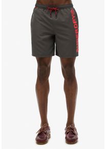 Badeshorts Superdry "SPORT GRAPHIC 17 SWIM SHORT", Herren, Gr. S, N-Gr, schwarz (charcoal), Web, Polyester, bedruckt, Badehosen Badeshorts