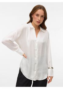 V&eacute;ro Moda Langarmbluse VERO MODA "VMSOMMER LS SHIRT WVN GA NOOS", Damen, Gr. M, snow wei&szlig;, Web, Obermaterial: 100% Polyester, unifarben, regular fit normal, V-Ausschnitt, Blusen Langarmbluse