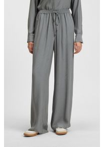 Stoffhose BOSS Orange "Tane Premium Damenmode", Damen, Gr. 46, N-Gr, blau (turquoise, aqua 440), Web, Obermaterial: 100% Viskose, gemustert, unifarben, relaxed fit lang, Hosen Stoffhose, mit Logo-Jacquard