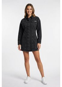 Jeanskleid Calvin Klein Jeans "LS DENIM MINI DRESS", Damen, Gr. M (40), N-Gr, ck essential schwarz, Denim/Jeans, Obermaterial: 99% Baumwolle, 1% Elasthan, unifarben, figurbetont mini, Rundhals, eingesetzt angesetztes B&uuml;ndchen, Kleider Jeanskleid, Mit Rundshalsausschnitt, figurbetont