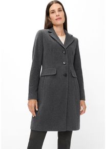 Fuchs & Schmitt Wollmantel FUCHS SCHMITT "Wollkurzmantel", Damen, Gr. 34, grau (anthrazit), Web, Obermaterial: 75% Wolle, 20% Polyamid, 5% Kaschmir, clean, unifarben, regular fit lang, V-Ausschnitt, eingesetzt,&Auml;rmel mit &Auml;rmelschlitz gerader Abschluss mit Schlitz, M&auml;ntel Wollmantel, mit Reverskragen