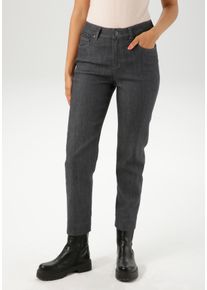 Straight-Jeans Aniston SELECTED, Damen, Gr. 46, N-Gr, grau (anthra, meliert), Jeans, Obermaterial: 81% Baumwolle, 17% Polyester, 2% Elasthan, unifarben, Basic, Basic 7/8-L&auml;nge, Jeans Straight-Jeans, in Straight-Form und mit moderner Waschung