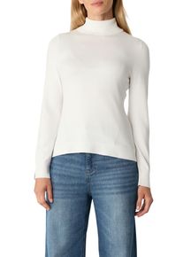 Strickpullover comma, Damen, Gr. 42, beige (ecru), Strick, Obermaterial: 80% Viskose, 20% Polyamid, unifarben, slim fit taillenbedeckt, ohne Ausschnitt, Rippb&uuml;ndchen, Pullover Strickpullover, mit &Auml;rmelschlitzen