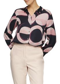 Langarmbluse s.Oliver BLACK LABEL, Damen, Gr. 40, blau (blau sepia), Web, Obermaterial: 100% Viskose, gemustert, gerade h&uuml;ftbedeckend, Rundhals, Blusen Langarmbluse, mit grafischem Muster