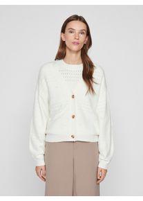 Strickjacke Vila "VIRIL V-NECK L/S KNIT CARDIGAN - NOOS", Damen, Gr. XS, wei&szlig; (wei&szlig; alyssum), Strick, Obermaterial: 50% Viskose, 27% Nylon, 23% Polyester, unifarben, normal, V-Ausschnitt, Strickjacken Strickjacke