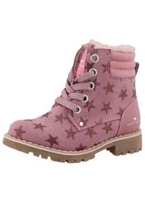 Winterboots Tom Tailor, M&auml;dchen, Gr. 30, rosa (altrosa), Lederimitat, Textil, Glitzer, Schuhe Winterboots, Blockabsatz, Schn&uuml;rboots, Outdoorschuh mit TEX-Membran