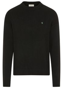 Strickpullover Calvin Klein Jeans, Herren, Gr. XXL, schwarz, Strick, Obermaterial: 100% Baumwolle, unifarben, regular fit normal, Rundhals, B&uuml;ndchen, Pullover Strickpullover, Rundhalsausschnitt, Regular Fit