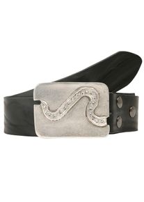 Lederg&uuml;rtel RETTUNGSRING G&Uuml;RTEL, Damen, Gr. 90, schwarz, Rindsleder, Antik-Look, Crashoptik, Glitzer, unifarben, G&uuml;rtel Lederg&uuml;rtel, mit austauschbarer Schlie&szlig;e &raquo;Pfad Swarovski&laquo;