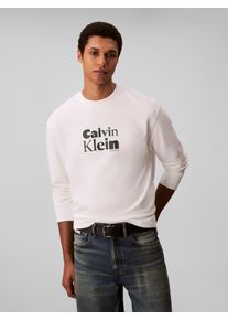 Sweatshirt Calvin Klein "LS EU 350TERRY CALVIN BOLD GRAPH", Herren, Gr. S, wei&szlig; (hellwei&szlig;), Sweatware, Obermaterial: 100% Baumwolle, unifarben, regular fit normal, Rundhals, eingesetzt B&uuml;ndchen, Sweatshirts Sweatshirt, Rundhalsausschnitt, regular fit