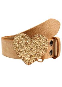 Lederg&uuml;rtel RETTUNGSRING G&Uuml;RTEL, Damen, Gr. 100, braun (hellbraun), Leder, unifarben, G&uuml;rtel Lederg&uuml;rtel, mit austauschbarer Schlie&szlig;e, Rosenherz Komplett Rosa