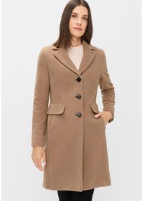 Fuchs & Schmitt Wollmantel FUCHS SCHMITT "Wollkurzmantel", Damen, Gr. 48, braun (beige), Web, Obermaterial: 75% Wolle, 20% Polyamid, 5% Kaschmir, clean, unifarben, regular fit lang, V-Ausschnitt, eingesetzt,&Auml;rmel mit &Auml;rmelschlitz gerader Abschluss mit Schlitz, M&auml;ntel Wollmantel, mit Reverskragen