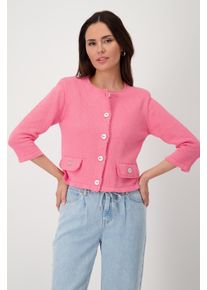 Strickjacke monari, Herren, Gr. 46, rot (coral pink), Strick, Obermaterial: 100% Baumwolle, clean, unifarben, regular fit kurz, Rundhals, eingesetzt,&Auml;rmel mit &Auml;rmelschlitz gerader Abschluss, Strickjacken Strickjacke, mit Kn&ouml;pfen