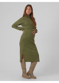 Strickkleid MAMALICIOUS "MLSUNIVA JUNE LS KNIT MIDI DRESS 2F NOOS", Damen, Gr. XL, N-Gr, gr&uuml;n (winter moss detail:melange), Rippstrick, Obermaterial: 89% Polyester, 8% Nylon, 3% Elasthan, meliert, regular fit Midi, Rundhals, Kleider Strickkleid, Materialmix, regular fit