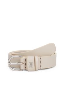 Lederg&uuml;rtel Tommy Hilfiger "ESSENTIAL EFFORTLESS 2.5 cm breit SILVER", Damen, Gr. 80, beige (classic beige), Rindsleder, G&uuml;rtel Lederg&uuml;rtel, Einfachdornschlie&szlig;e, Metallemblem