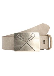 Lederg&uuml;rtel RETTUNGSRING G&Uuml;RTEL, Damen, Gr. 95, grau (hellgrau), Leder, unifarben, G&uuml;rtel Lederg&uuml;rtel, mit austauschbarer Schlie&szlig;e &raquo;Paddel Silber&laquo;