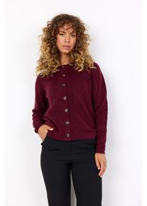 Strickjacke soyaconcept "SC-ORLEAN 2", Damen, Gr. L, rot (dunkelrot mel), Strick, Obermaterial: 74% Polyamid, 24% Polyester, 2% Elasthan, meliert, normal, Rundhals, Strickjacken Strickjacke