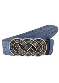 Lederg&uuml;rtel RETTUNGSRING G&Uuml;RTEL, Damen, Gr. 80, blau, Leder, gepr&auml;gt, G&uuml;rtel Lederg&uuml;rtel, mit austauschbarer Schlie&szlig;e &raquo;Acht Im Kreis&laquo;