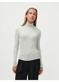 Rollkragenshirt LEGER "Thamara, LeGer by Lena Gercke", Damen, Gr. 42, light grau melange, Jersey, Obermaterial: 95% Viskose, 5% Elasthan, Shirts Rollkragenshirt, slim fit, basic