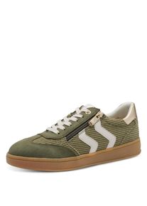 Plateausneaker Marco Tozzi, Damen, Gr. 37, gr&uuml;n (khaki), Lederimitat, Textil, kontrastfarbene Details, Schuhe Plateausneaker, Freizeitschuh, Halbschuh, Schn&uuml;rschuh mit Kontrastbes&auml;tzen
