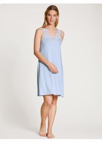 Nachthemd Calida "Elegant Dreams", Damen, Gr. XXS (32/34), N-Gr, blau (harmony blau), Obermaterial: 95% Modal (TENCEL&trade;), 5% Elasthan, leicht transparent, unifarben, comfort fit ca. Mitte Oberschenkel, V-Ausschnitt, Kleider Nachthemd, V-Ausschnitt, Spitze, Single Jersey Qualit&auml;t, A-Form