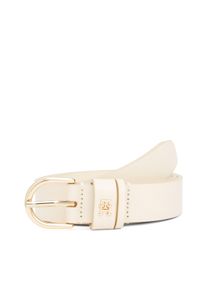 Lederg&uuml;rtel Tommy Hilfiger "ESSENTIAL EFFORTLESS 2.5 cm breit GOLD", Damen, Gr. 70, wei&szlig; (ivory petal), Rindsleder, unifarben, G&uuml;rtel Lederg&uuml;rtel, Logoemblem, weiche Haptik, ovale Einfachdornschlie&szlig;e