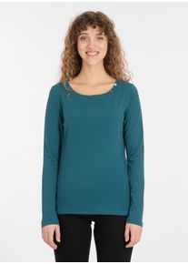 Langarmshirt Ragwear "FLLORAH LONG GOTS", Damen, Gr. XS, gr&uuml;n (ocean gr&uuml;n), Jersey, Obermaterial: 100% Baumwolle, unifarben, figurumspielend h&uuml;ftbedeckend, Rundhals, Shirts Langarmshirt, mit s&uuml;&szlig;en Zierkn&ouml;pfen am Ausschnitt