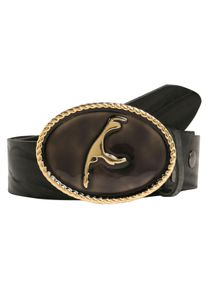 Lederg&uuml;rtel RETTUNGSRING G&Uuml;RTEL, Herren, Gr. 95, schwarz, Leder, unifarben, G&uuml;rtel Lederg&uuml;rtel, mit austauschbarer Schlie&szlig;e &raquo;Sylt Schwarz/ Gold&laquo;