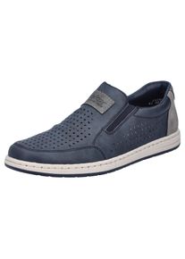 Slipper Rieker, Herren, Gr. 41, blau (blau, grau), Lederimitat, Schuhe Slipper, Slip-on Sneaker, Loafer, Komfortschuh mit Gummizug f&uuml;r guten Sitz