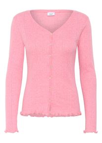 Strickjacke Saint Tropez "GruSZ Cardigan", Herren, Gr. L, rosa (wild rose melange), Strick, Obermaterial: 95% Baumwolle, 5% Polyester, meliert, regular fit normal, V-Ausschnitt, Strickjacken Strickjacke, mit Lochstickerei und gewelltem Saum