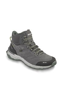 Wanderschuh Meindl "Meindl Dallas Mid GORE-TEX grau/gelb", Herren, Gr. 42,5, schwarz, Mesh, Veloursleder, unifarben, Schuhe Wanderschuh, GORE-TEX &ndash; Winddicht, wasserdicht und atmungsaktiv