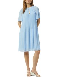 Midikleid comma, Damen, Gr. 34, N-Gr, blau (mid blau), Chiffon, Obermaterial: 100% Polyester. Futter: 100% Viskose, unifarben, tailliert kniebedeckend, Rundhals, Kleider Midikleid, aus Chiffon, mit Plissee-Falten