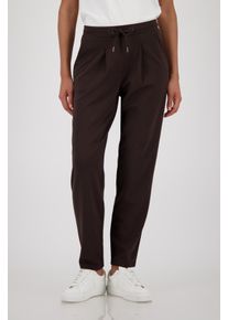 Jogger Pants monari "Basic", Damen, Gr. 46, N-Gr, dk chocolate, Web, Obermaterial: 55% Polyester, 38% Viskose, 7% Elasthan, unifarben, bequem lang, Hosen Jogger Pants
