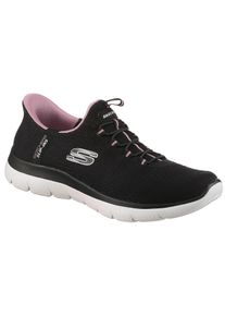Slip-On Sneaker Skechers "SUMMITS", Damen, Gr. 37, lila (schwarz, mauve), Textil, kontrastfarbene Details, Schuhe Slip-On Sneaker, Freizeitschuh mit Slip-ins