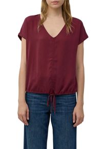 Kurzarmbluse s.Oliver, Damen, Gr. 46, rot (bordeaux), Web, Obermaterial: 100% Lyocell, unifarben, regular fit taillenbedeckt, V-Ausschnitt, Blusen Kurzarmbluse, mit Tunnelzug am Saum