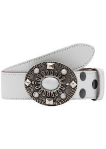 Lederg&uuml;rtel RETTUNGSRING G&Uuml;RTEL, Damen, Gr. 100, wei&szlig;, Leder, unifarben, G&uuml;rtel Lederg&uuml;rtel, mit austauschbarer Schlie&szlig;e &raquo;Welle Oval Mit Strass Wei&szlig;&laquo;&acute;&acute;