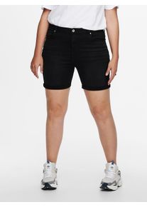 Jeansshorts Only CARMAKOMA "CARLAOLA HW SHORTS AZG573 DNM", Damen, Gr. 44, N-Gr, schwarz, Denim/Jeans, Obermaterial: 98% Baumwolle, 2% Elasthan, unifarben, skinny fit kurz, Jeans Jeansshorts, mit schmalem Umschlag