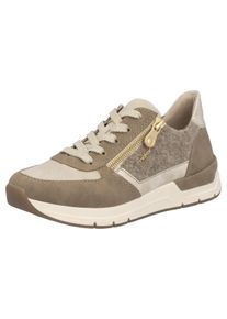 Sneaker Rieker, Damen, Gr. 42, beige (beige, taupe), Lederimitat, Textil, Schuhe Sneaker, Freizeitschuh, Schn&uuml;rschuh, Halbschuh mit modischen Akzenten
