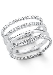 Ring-Set s.Oliver "2015038" Gr. 17, silber (silberfarben, kristallwei&szlig;), Fingerringe, Damen, 17, Silber 925 (Sterlingsilber), 6mm, Ring-Set, mit Zirkonia (synth.)
