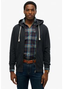 Kapuzensweatjacke Superdry "CLASSIC ESSENTIAL ZIPHOOD", Herren, Gr. XL, blau (bradley navy), angeraute Sweatware, Obermaterial: 100% Baumwolle, unifarben, relaxed fit normal, Sweatjacken Kapuzensweatjacke