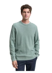Strickpullover Tom Tailor, Herren, Gr. M, gr&uuml;n (schwarz smoke gr&uuml;n melange), Strick, Obermaterial: 100% Baumwolle, meliert, regular fit taillenbedeckt, Rundhals, B&uuml;ndchen, Pullover Strickpullover, mit B&uuml;ndchen