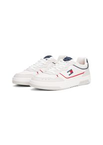 Sneaker Tommy Jeans "TJM CUPSOLE ELEVATED LEATHER", Herren, Gr. 41, wei&szlig; (wei&szlig;, blau rot), Nappaleder, Veloursleder, kontrastfarbene Details, Schuhe Sneaker, Freizeitschuh, Halbschuh, Schn&uuml;rschuh, bunte Paspel in Tommy Farben