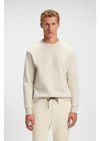 Sweatshirt BOSS Green "Salbo", Herren, Gr. L, wei&szlig; (open wei&szlig;131), Sweatware, Obermaterial: 95% Baumwolle, 5% Elasthan, unifarben, regular fit, Rundhals, eingesetzt B&uuml;ndchen, Sweatshirts Sweatshirt, mit Logodruck